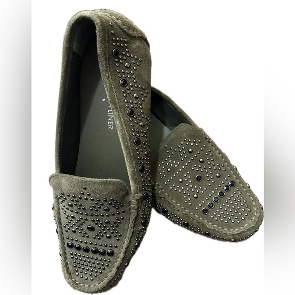 Donald J Pliner Suede Studded Loafers, Women’s Size 7.5M, Olive Green - Picture 1 of 13
